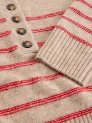 White Stuff Natural Stripe Henley Jumper - Image 6 of 6