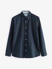 Navy Blue Slim Fit Long Sleeve Oxford Shirt - Image 2 of 4