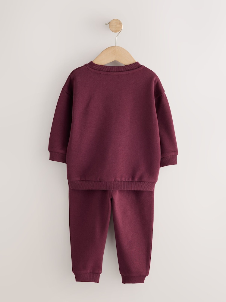 Burgundy Red Logo Sweatshirt And Joggers Set (3mths-7yrs) - Image 2 of 5
