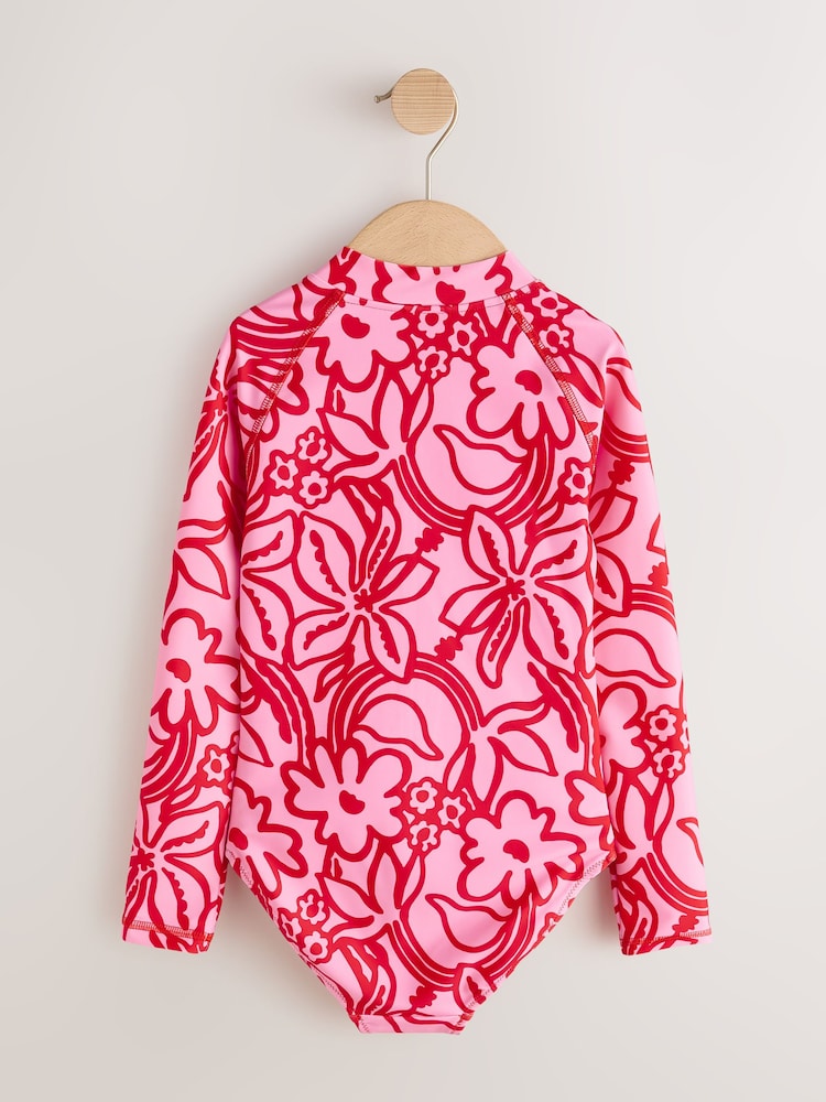 Red/Pink Long Sleeve Sunsafe Swimsuit (3mths-16yrs) - Image 2 of 4 Red/Pink Long Sleeve Sunsafe Swimsuit (3mths-16yrs) - Image 2 of 4