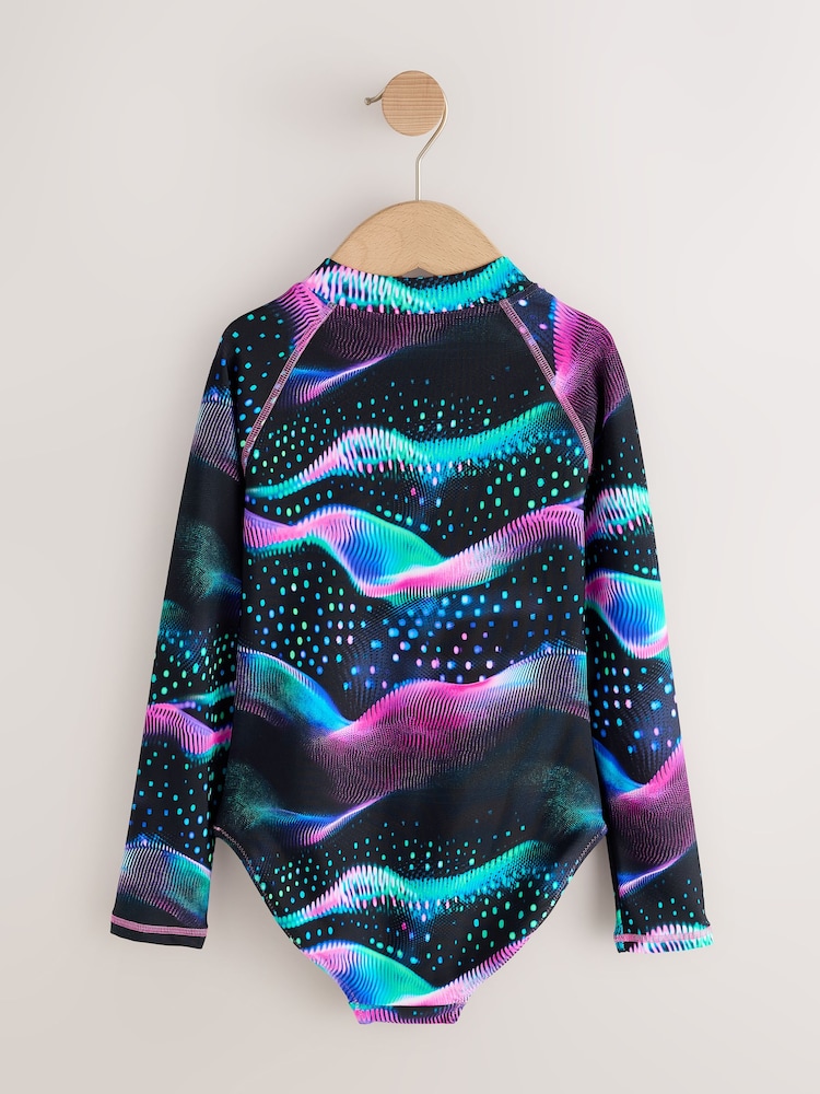 Black Swirl Long Sleeve Sunsafe Swimsuit (3mths-16yrs) - Image 2 of 4
