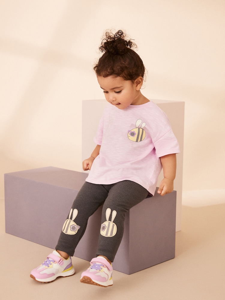 Lila vijolična - 100% bombaž kratek rokav; Komplet s kratkimi rokavi majica in pajkice (3mesecev-7yrs) - Slika 2 iz 8 Lila vijolična - 100% bombaž kratek rokav; Komplet s kratkimi rokavi majica in pajkice (3mesecev-7yrs) - Slika 2 iz 8