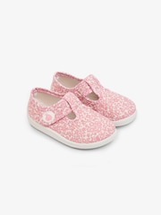 JoJo Maman Bébé Pink Ditsy Girls' Canvas Summer Shoes - Image 1 of 2