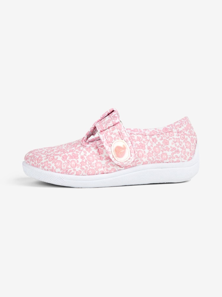 JoJo Maman Bébé Pink Ditsy Girls' Canvas Summer Shoes - Image 2 of 2
