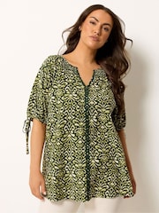 Yours Curve Green Ric  Rac Blouse - Image 1 of 5