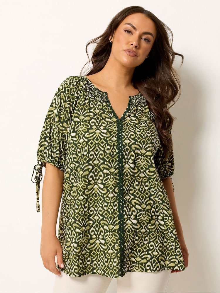 Yours Curve Green Ric Rac Blouse - Image 1 of 5 Yours Curve Green Ric Rac Blouse - Image 1 of 5