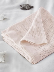 The White Company Pink Cellular Satin 100% Cotton Winter Blanket - Image 1 of 2
