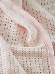 The White Company Pink Cellular Satin 100% Cotton Winter Blanket - Image 2 of 2