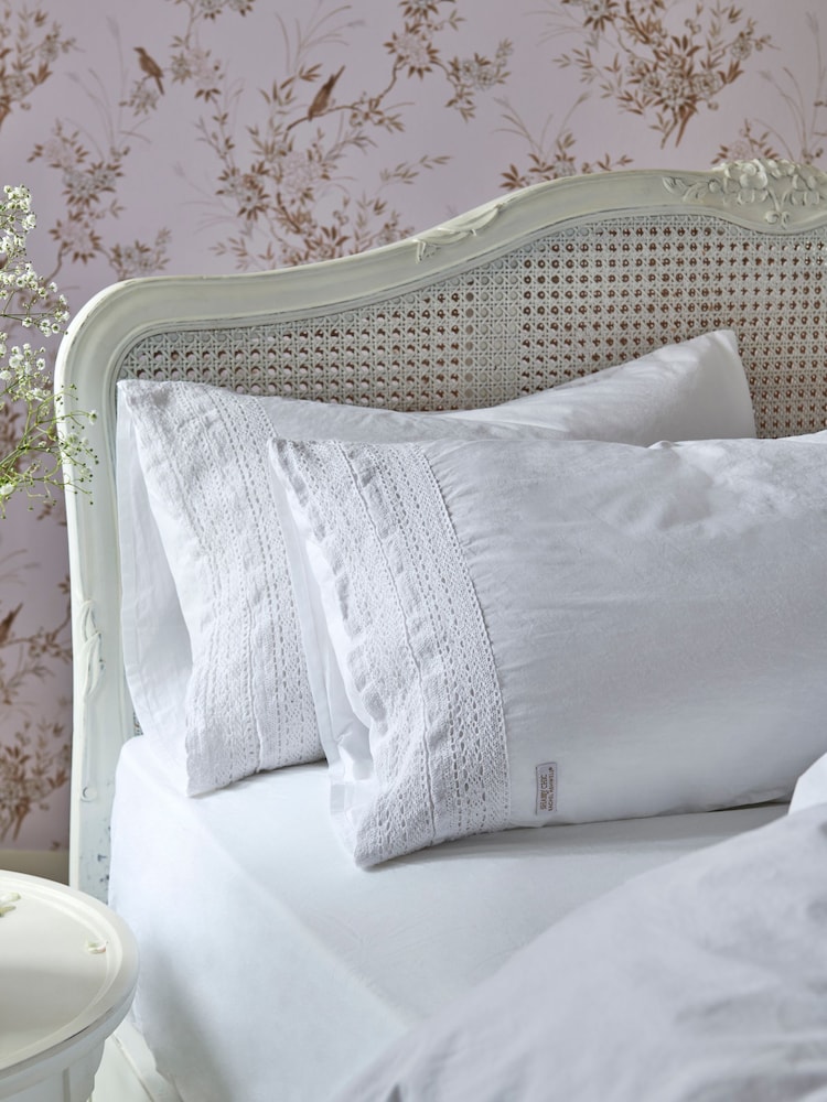 Shabby Chic by Rachel Ashwell® White Crochet 200 Thread Count Pillowcase Set of 2 - Image 1 of 2 Shabby Chic by Rachel Ashwell® White Crochet 200 Thread Count Pillowcase Set of 2 - Image 1 of 2