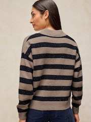 White Stuff Natural Izzy Striped Collar Jumper - Image 2 of 6