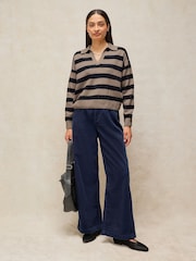 White Stuff Natural Izzy Striped Collar Jumper - Image 3 of 6