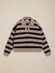 White Stuff Natural Izzy Striped Collar Jumper - Image 6 of 6