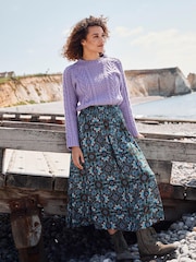 FatFace Purple Candice Cable Crew Jumper - Image 1 of 6