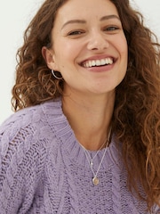 FatFace Purple Candice Cable Crew Jumper - Image 4 of 6