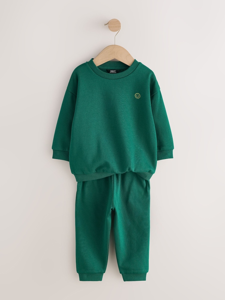 Verde brilhante - Conjunto Sweatshirt e joggers (3meses -7anos) - Imagem 2 de 5