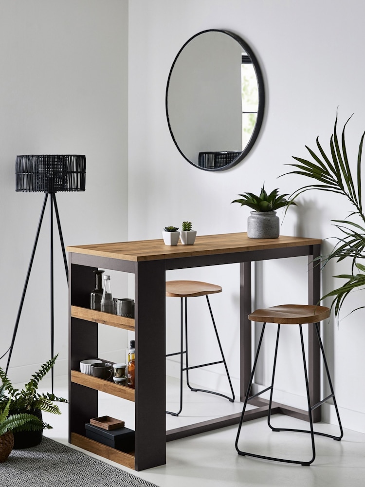 Dark Bronx Oak Effect 2 Seater Storage Bar Table - Image 1 of 7