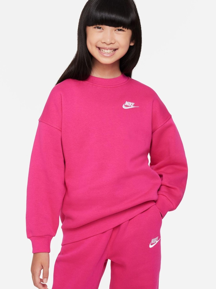 Цвет фуксии - Флисовый свитшот свободного кроя Nike Club - Image 1 of 4