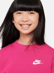 Цвет фуксии - Флисовый свитшот свободного кроя Nike Club - Image 3 of 4
