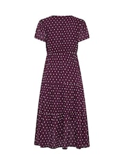 Vestido corto de manga corta con volantes y estampado de tela dobby de M&Co Petite - Imagen 6 de 6