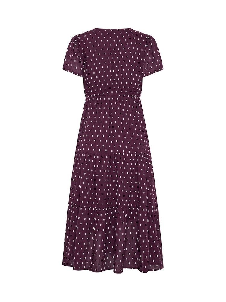 Vestido corto de manga corta con volantes y estampado de tela dobby de M&Co Petite - Imagen 6 de 6