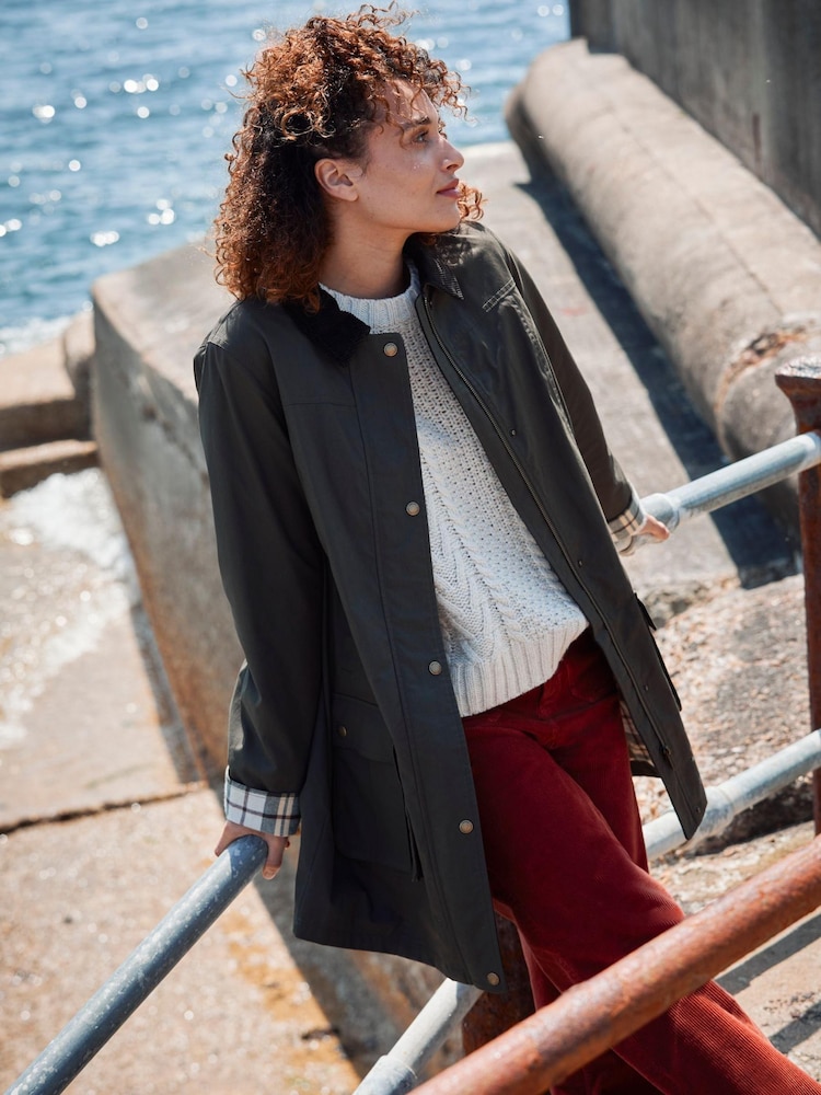 FatFace Green Hampshire Wax Swing Coat - Image 1 of 7