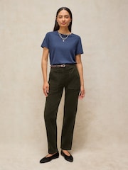 White Stuff Green Twister Cord Straight Leg Trousers - Image 2 of 6