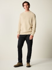 Neutral Regular Fit Cotton Rich Textured Crew Jumper - Image 2 of 7