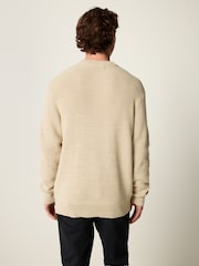 Neutral Regular Fit Cotton Rich Textured Crew Jumper - Image 3 of 7