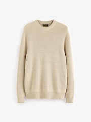 Neutral Regular Fit Cotton Rich Textured Crew Jumper - Image 6 of 7