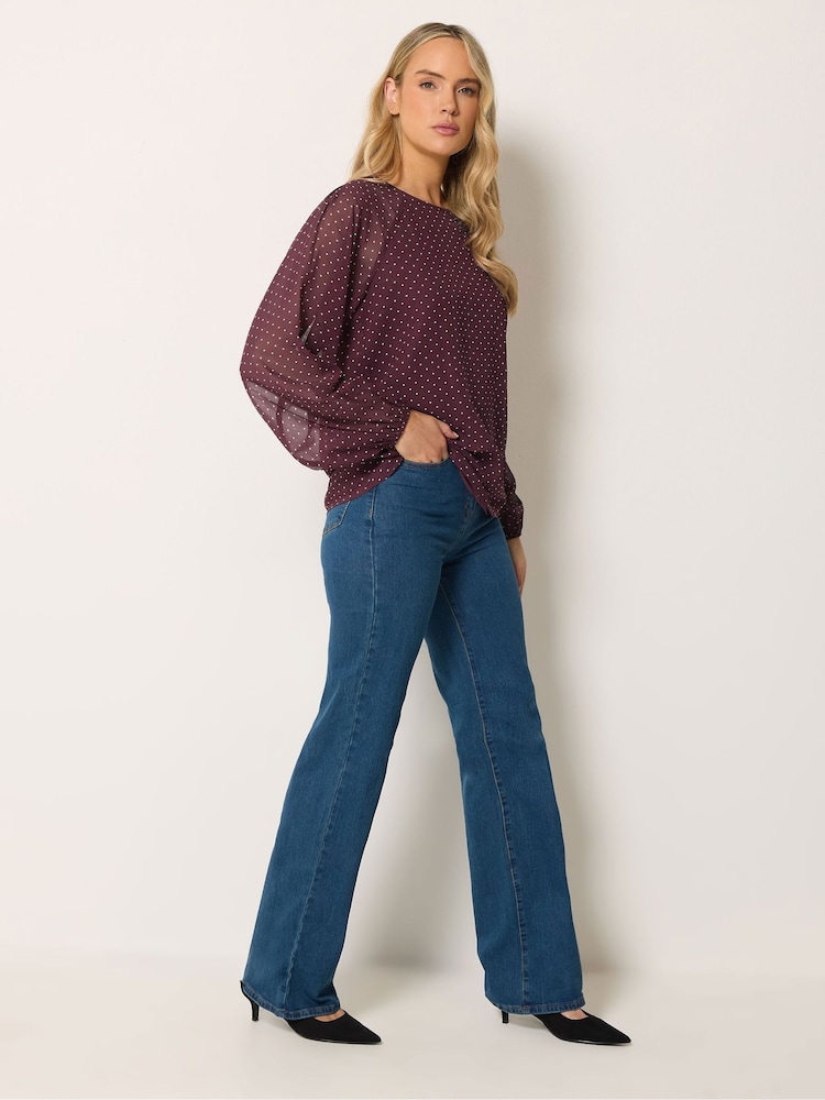 Long Tall Sally Red Floral Georgette Blouse - Image 2 of 6 Long Tall Sally Red Floral Georgette Blouse - Image 2 of 6