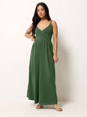 PixieGirl Petite Green Wrap Empire Maxi Dress - Image 1 of 5