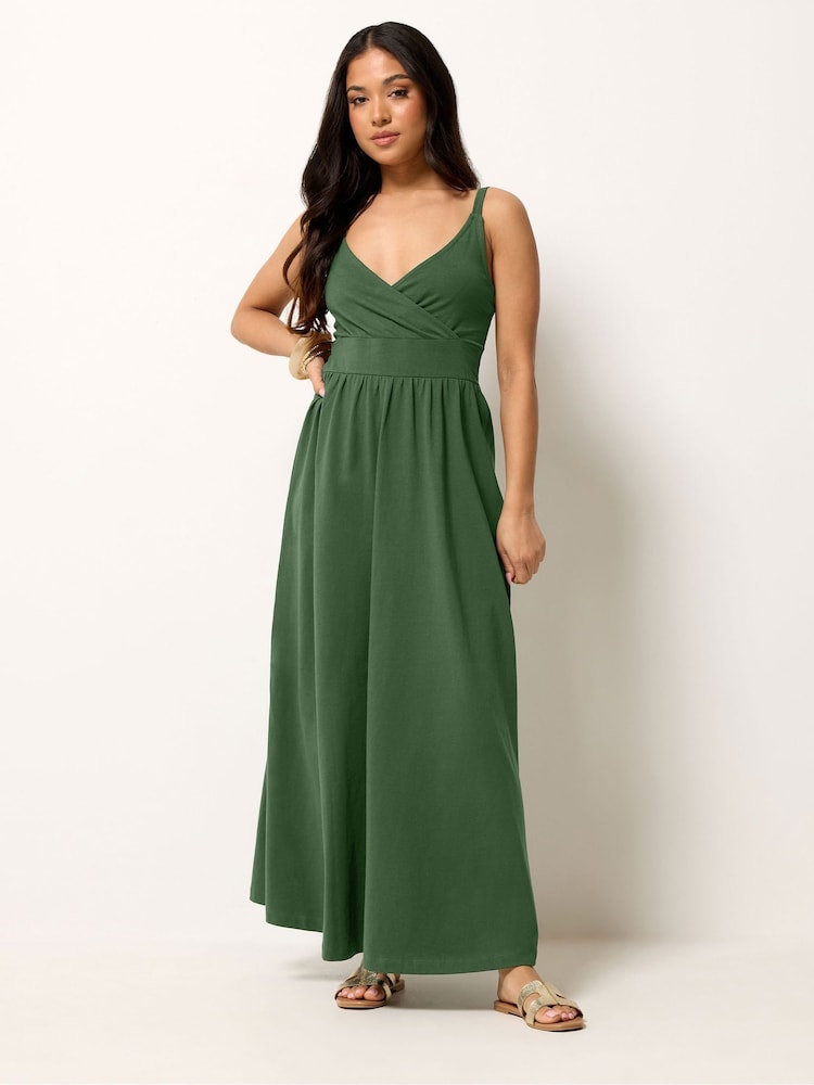 PixieGirl Petite Green Wrap Empire Maxi Dress - Image 1 of 5