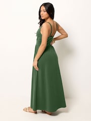 PixieGirl Petite Green Wrap Empire Maxi Dress - Image 2 of 5