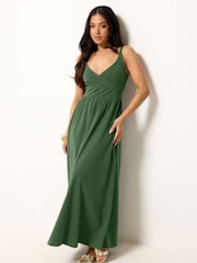 PixieGirl Petite Green Wrap Empire Maxi Dress - Image 3 of 5