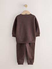 Schokoladenbraun - Jersey-Set mit Sweatshirt und Jogginghose (3 M.–7 J.) - Bild 2 von 4