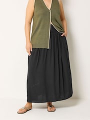 Yours Curve Black Chambray Skirt - Image 1 of 6