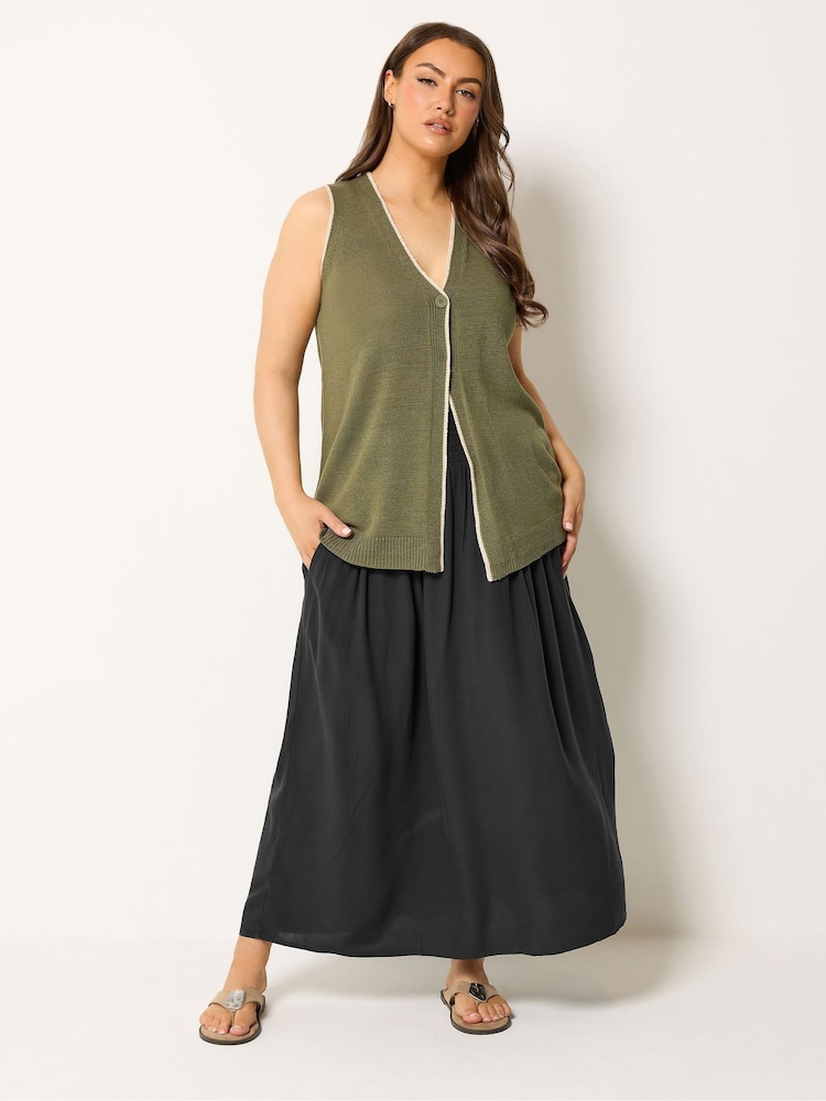 Yours Curve Black Chambray Skirt - Image 2 of 6 Yours Curve Black Chambray Skirt - Image 2 of 6