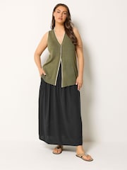Yours Curve Black Chambray Skirt - Image 3 of 6