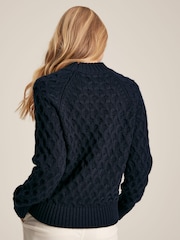 Joules Anita Navy Blue Honeycomb Stitch Jumper - Image 2 of 7