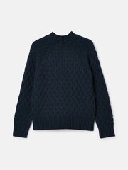 Joules Anita Navy Blue Honeycomb Stitch Jumper - Image 7 of 7