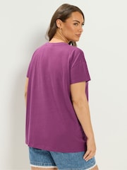Yours Curve Purple Placement Print Core T-Shirt - Image 3 of 5
