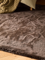 Chocolate Brown Plush Faux Fur Rug - Image 3 of 6