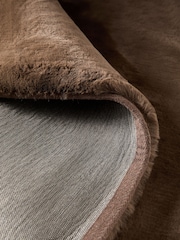 Chocolate Brown Plush Faux Fur Rug - Image 4 of 6