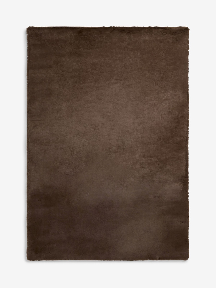 Chocolate Brown Plush Faux Fur Rug - Image 6 of 6