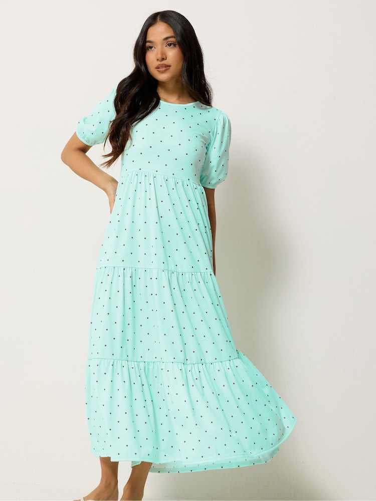 PixieGirl Petite Green Spot Tiered Maxi Dress - Image 2 of 5 PixieGirl Petite Green Spot Tiered Maxi Dress - Image 2 of 5