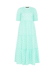 PixieGirl Petite Green Spot Tiered Maxi Dress - Image 5 of 5