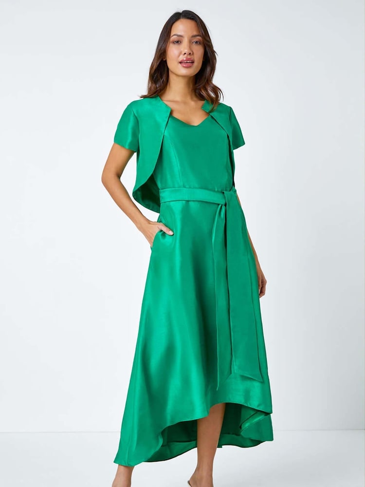 Roman Green Dipped Hem Fit & Flare Dress - Image 2 of 5