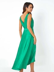 Roman Green Dipped Hem Fit & Flare Dress - Image 3 of 5