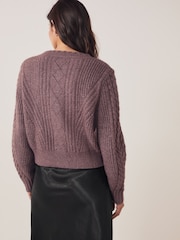 Purple Cable Detail Flower Cardigan - Image 4 of 7