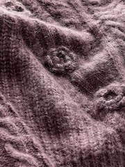 Purple Cable Detail Flower Cardigan - Image 7 of 7